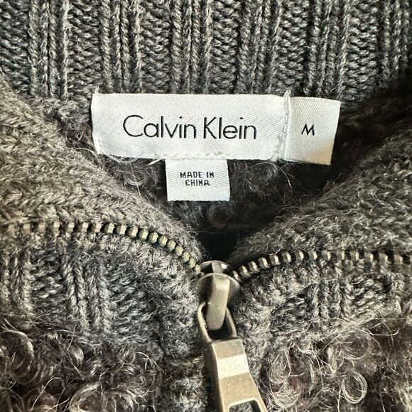 EUC Calvin Klein Women’s Sweater Vest Full Zip Gray Sleeveless Acrylic Wool - M - Picture 3 of 5